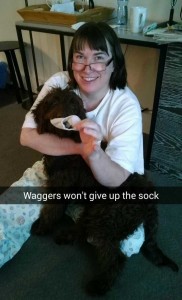 Waggers, me, and my sock